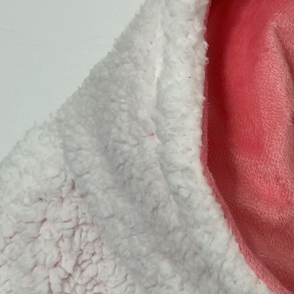 Oversized Blanket Sweatshirt Hoodie Pink Velvet and White Faux Sherpa OSFM - Picture 14 of 16